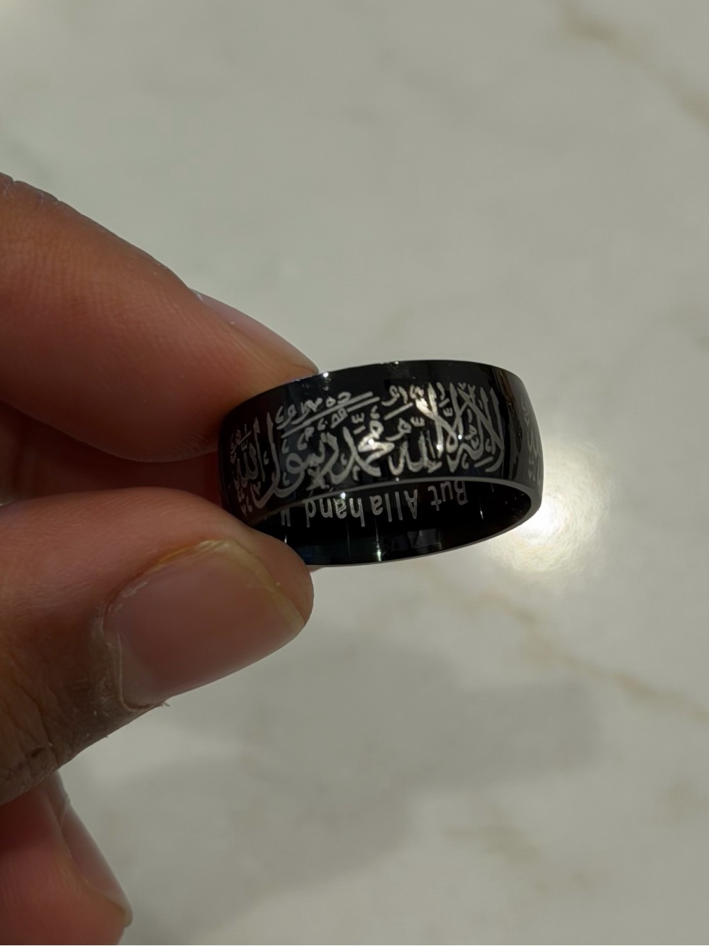 ZUDO Shahada Ring Matte Black Islamic Stainless Steel Band Ring Size 8 NWT